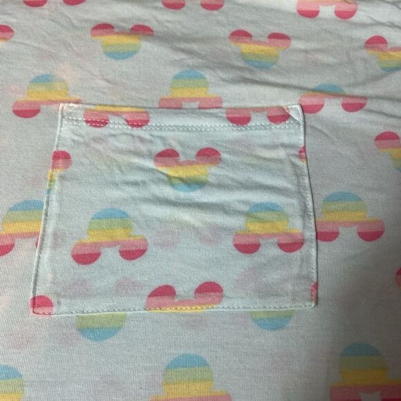 DISNEY MICKEY MOUSE 2 PIECE SHORT SLEEVE  PAJAMA SET - AQUA RAINBOW - XXL - Picture 8 of 10